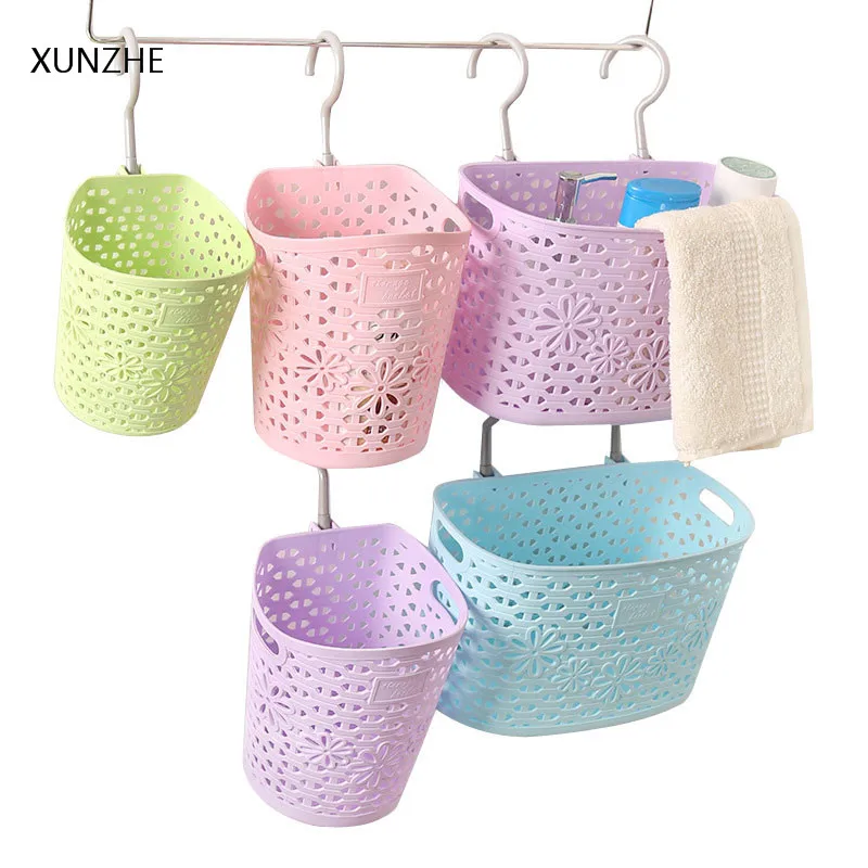 

XUNZHE Fashion Hollow Little flowers Can Hang Storage Basket Rotating Hook Sundries Box Cosmetics Stationery Jewelry Organizers