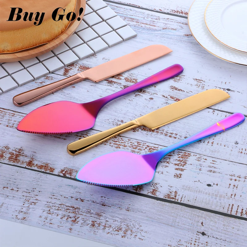 2PCS Stainless Steel Cake Shovel Cutter Set Cheese Pizza Pie Pastry Spatulas with Server Golden Bread Knife Baking Cooking Tool