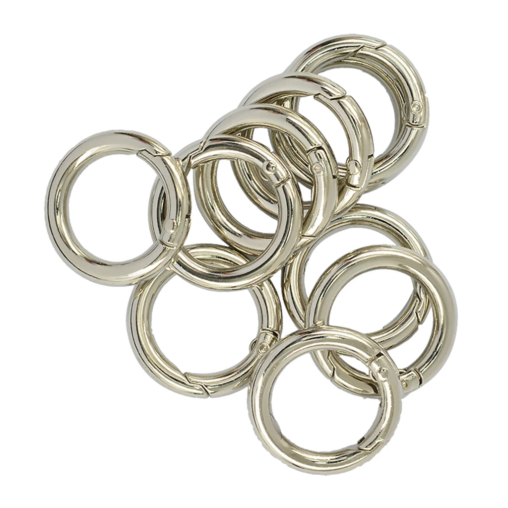 

10pcs Round Spring Loaded Gate Clips Hook Key Ring Buckle O Ring For Handbags Purse Shoulder Strap Buckle Snap Clips for Bags