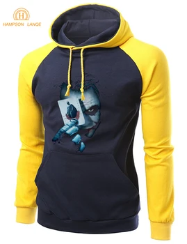 

Joker Heath Ledger Vintage Batman 2 Print Punk Hoodies Men 2019 Autumn Winter Warm Fleece Sweatshirt Movie Men Raglan Hoodies