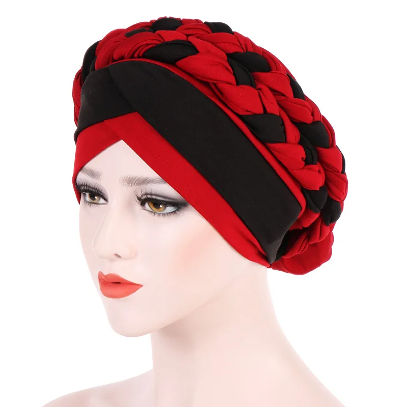 Новые женские плетеные шапки, исламские молитвенные тюрбаны, шапки для женщин, мусульманская шапка, мусульманская шапка, мусульманская одежда, двойной цвет - Цвет: style11