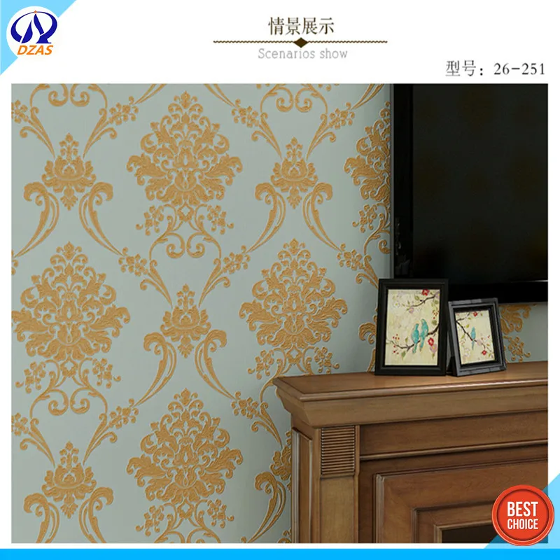 

Continental Damascus classic embossed wallpaper background of non-woven wallpaper KTV entertainment lobby