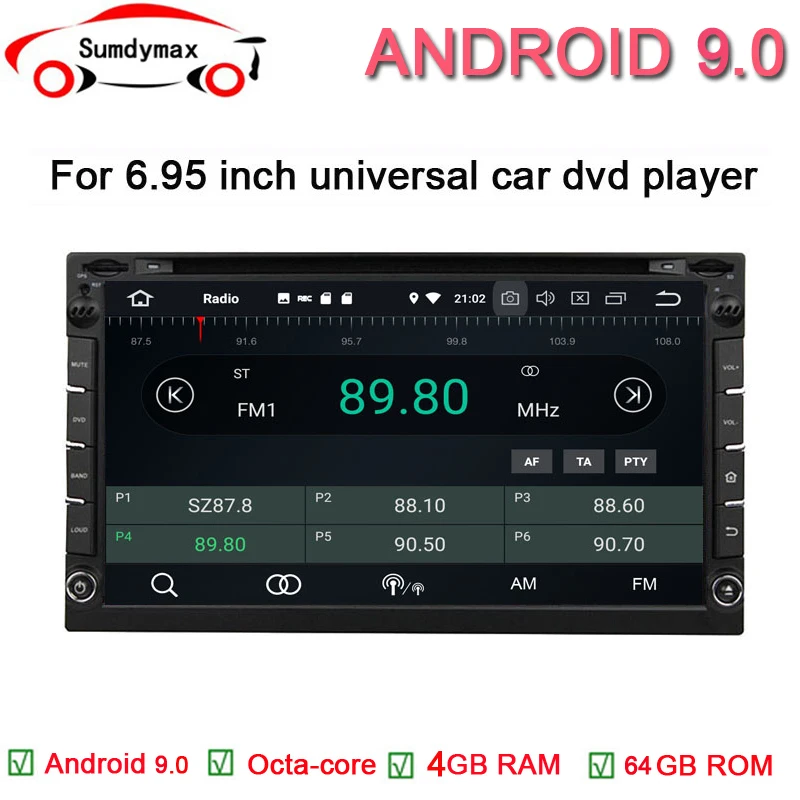 Cheap two din android 9.0 universal car dvd player with gps navigation built in wifi bluetooth video mirror link sunny RAV4 0