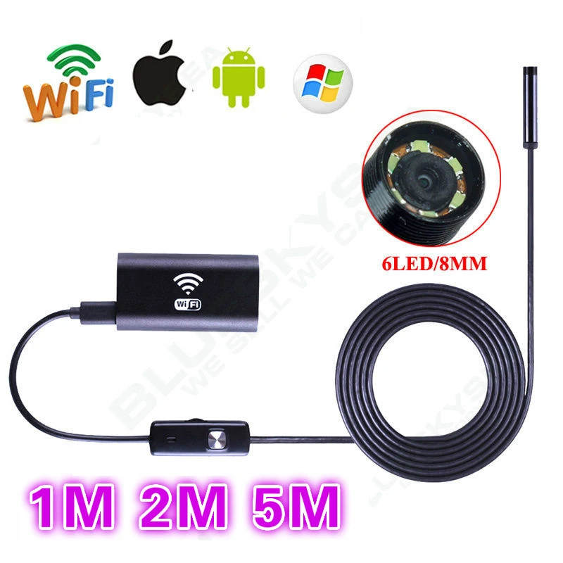 bilder für Blueskysea 6LED HD 720 P 1 Mt/2 Mt/5 Mt WiFi Endoskop Inspektionskamera Wasserdichte für ios und Android PC bilder für Blueskysea 6LED HD 720 P 1 Mt/2 Mt/5 Mt WiFi Endoskop Inspektionskamera Wasserdichte für ios und Android PC