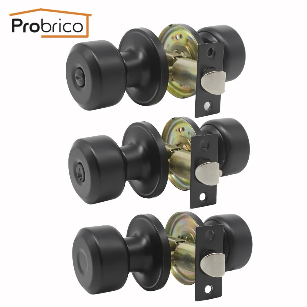 Probrico Black Door Knobs Anti theft Door Locks Keyed Alike Exterior