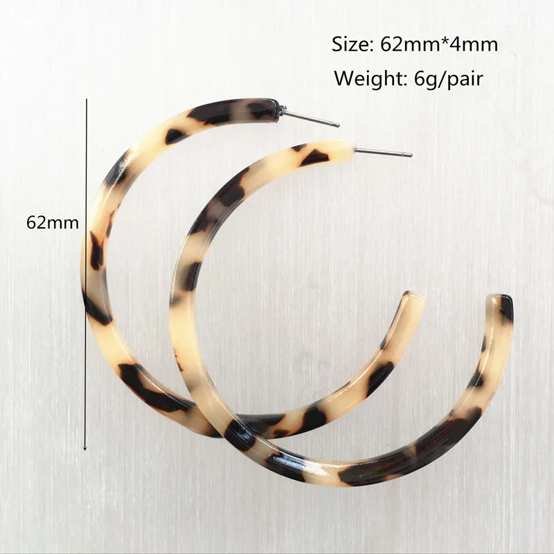 UJBOX 2018 Colored Acetate Earrings women Large Leopard Resin Acetic Acid Hoop Earrings Factory Wholesale Wedding Party Gift - Image 2