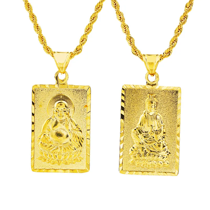 24K Gold pendant Buddha tag Maitreya 
