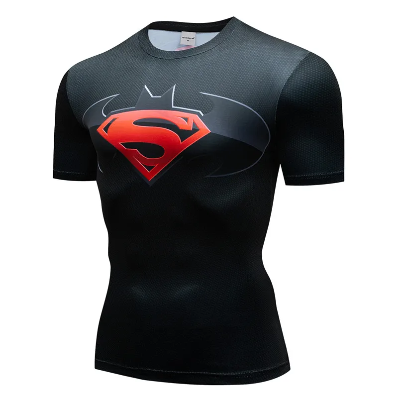 Брендовая одежда Бэтмен для бодибилдинга Футболка Мужская Фитнес 3D Бэтмен Топ рубашка Спортивная одежда Мужская для спортзала Спортивная футболка