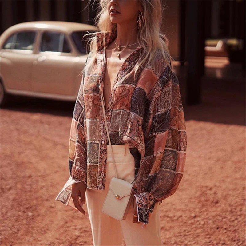 

ZIM Style 2019 Runway Blouse Women Vintage Lantern Sleeve Shirt Female Fashion Full Sleeve Shirt