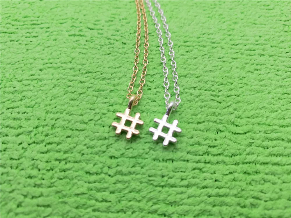 

Tiny Symbol # Hashtag Necklace Simple Musical Sharp Note Necklace Typography Stamped Initial Letter Sign Number Necklaces