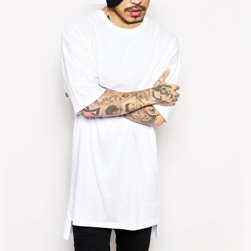 

Streetwear Tops Men Extended Irregular Hem T-shirt Cotton Mens T Shirts Solid Hip Hop TShirt Men's Tees Top Men Oversized TShirt