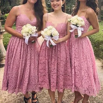 

lace bridesmaid dresses 2019 sweetheart neckline tea length lace maid of honor dresses wedding guest dresses