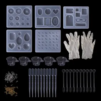 

1 Set Epoxy Resin Kit DIY Jewelry Making Tools Disposable Gloves Silicone Molds Diamond Pendant Necklace Handmade Pins Mix Stick