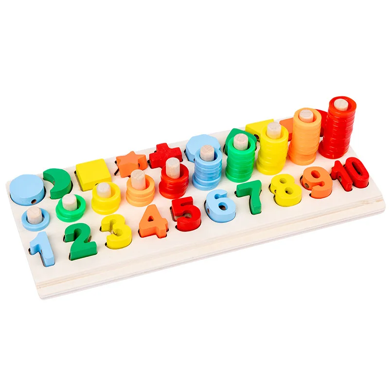 5 в 1 Красочные Монтессори Обучающие деревянные игрушки геометрическая форма соответствия головоломки обучающие средства Развивающие игрушки для детей