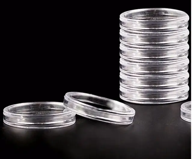 

10Pcs/lot 25mm/27mm/30mm/40mm Clear Coin Holder Capsules Cases Round Storage Ring Plastic Boxes 10 x Coin Capsules