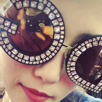 

LEIDISEN Unique Luxury Diamond Candy Color Lenses Sunglasses Women Brand Designer Fashion Trend Metal Leg Shades Ladies Oculos