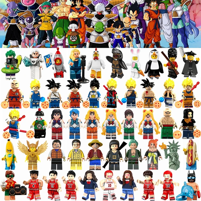 

Legoing Figures Anime Saint Seiya One Piece Slam Dunk Legoing Dragon Ball Building Blocks Toys for Children Compatible Legoings