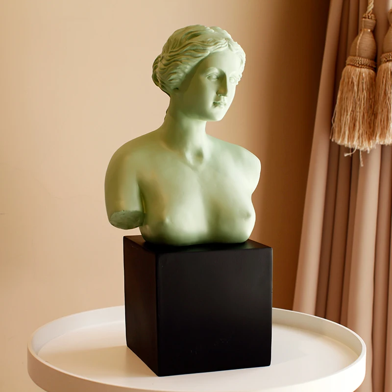 Nordic имитация гипсовой смолы Венера характер скульптура головы черное основание украшения дома ремесел греческой подарок на год