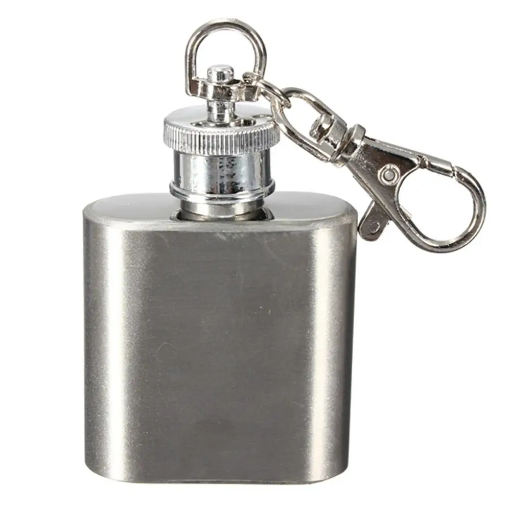 

1oz(28ml) Mini Stainless Steel Hip Flask Alcohol Flagon with Keychain high quality Silver Tone Key Chain Flask for men's gift