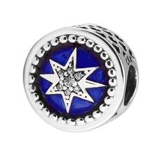 Fit Pandora Браслеты DIY бусины для изготовления ювелирных изделий Стерлинговое Серебро-ювелирные изделия Сияющие сердца Голубая Эмаль Серебро 925 шармы Berloque