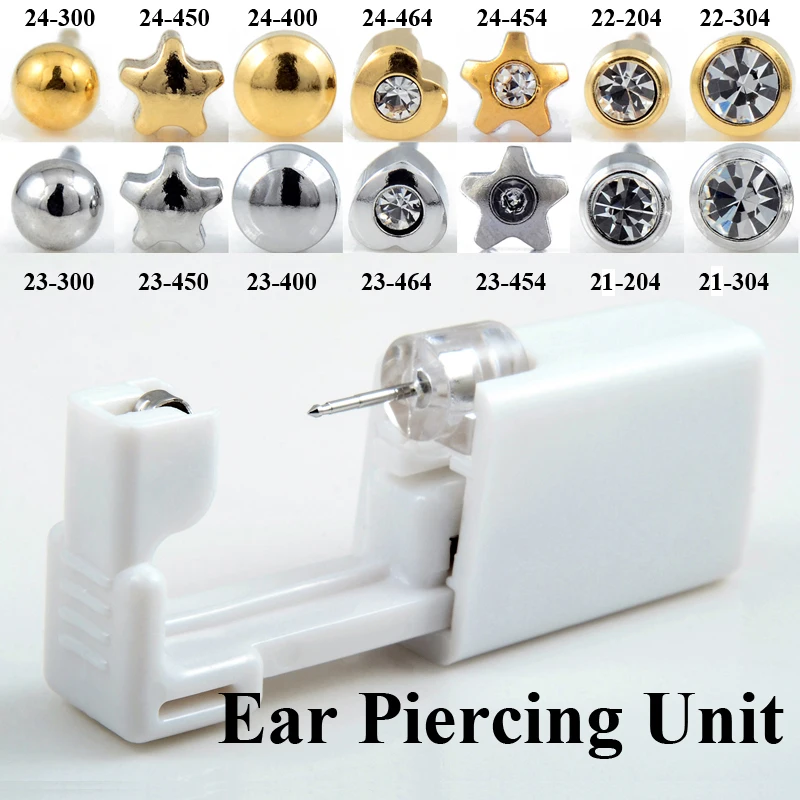 Juego de pendientes de acero quirúrgico para Piercing de oreja, kit de  herramientas de pistola, joyería, 98/24 piezas - AliExpress