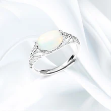 

Vintage Opal Ring for Women 925 Sterling Silver Rings Ladies Adjustable Finger Rings Fine Jewelry Anniversary Gift J0008