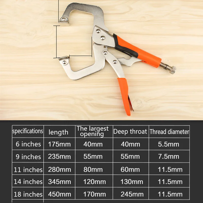 6/9/11/14/18 дюйма сплав Сталь C зажим тиски Блокировка ручки Сварка быстрое клещи Multi Клещи Щипцы Деревянный Шип фиксированной моллюск
