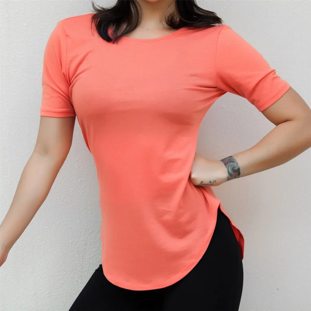 Женская спортивная рубашка с открытой спиной для фитнеса, занятий йогой, короткий рукав, свободная рубашка для тренировок, быстросохнущая дышащая спортивная одежда