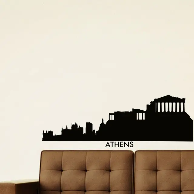 skyline wall sticker athens skyline city silhouette mural wall