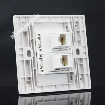 

New!! Wall Plate Double Port Network LAN CAT5E Panel Faceplate RJ45 Connector 86mm Standard Size Home Plug Adapter Wholesale Lot