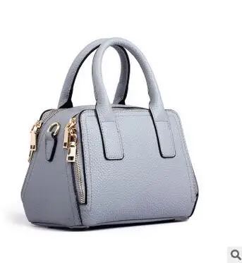 Европа и Америка натуральная кожа женские мешок двойной молнии кожаная сумочка Леди Мини сумка - Цвет: Grey
