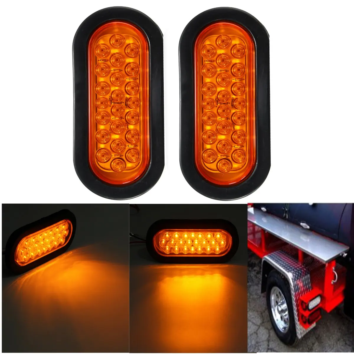 

1Pcs Car 22LED Trailer Truck Tail Light Lamp Yacht Car-Trailer Taillight Oval Oblong Reversing Running Brake Turn Lights
