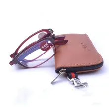 New Black Brown TR90 Anti-blue Folding Reading Glasses With Leather Case Foldable Reading Eyeglasses L3