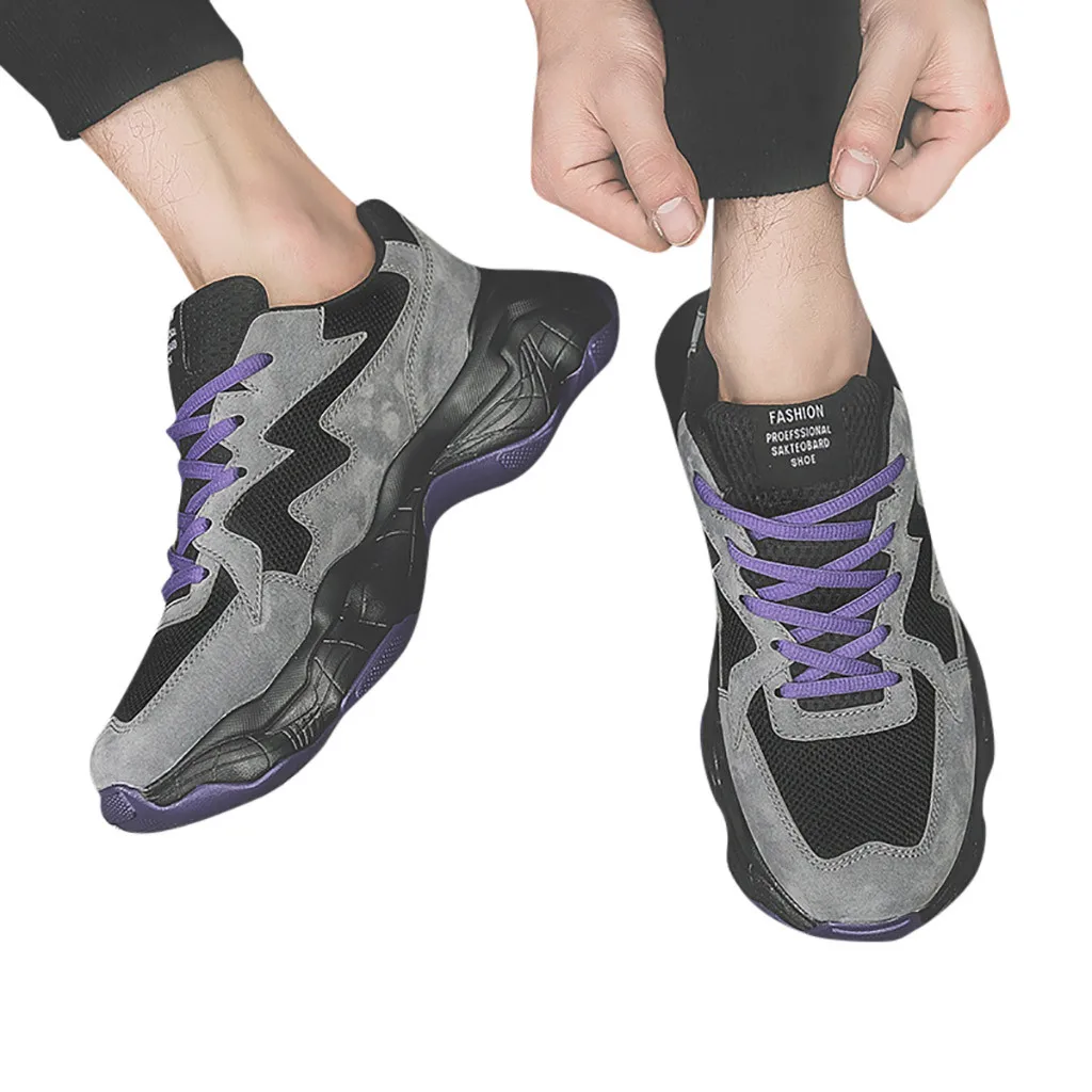 

CHAMSGEND Men's Outdoor Round head strap running shoes thick bottom versatile comfortable casual shoes mesh breathable sneakers