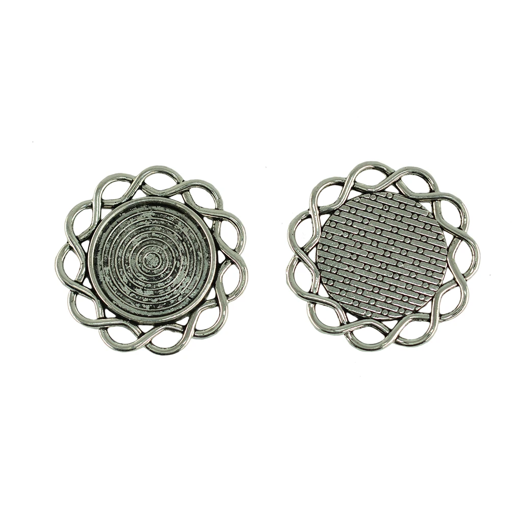 20 Pieces Wholesale Flower Cabochon Frame Bezel Settings Pendants Blank Base Trays DIY Findings