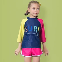 Плавательный костюм для детей Двойка купальник Спортивная одежда для девочек Купальники Спортивные шорты-боксеры с длинным рукавом