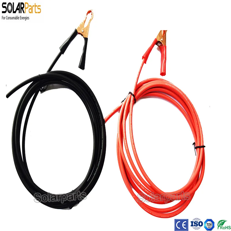

BOGUAN 1set 3M Red&Black Solar Cable with Alligator clips for Rechargeable Battery 12v/24v solar panel Alligator Clip Insulated