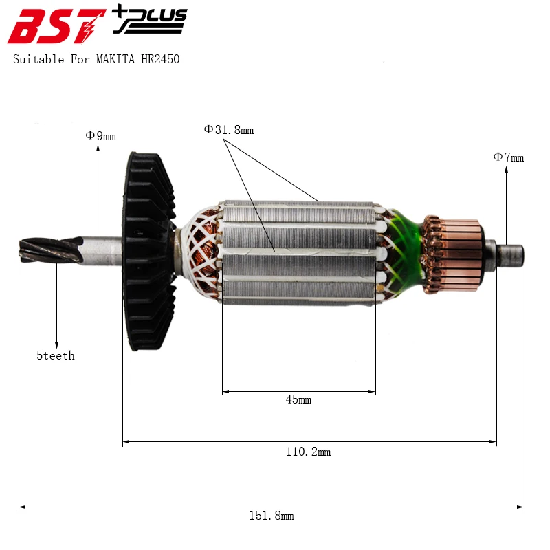 Substituição do Rotor da Armadura da Broca do Martelo para Makita Qualidade Hr2450 hr 2440 Boa