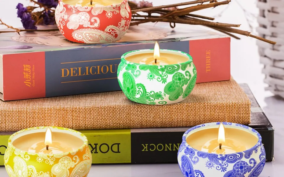 YINUO CANDLE 4PCS/Set Smokeless Scented Candles Natural Soy Wax Aromatherapy Candle Birthday Christmas Gift Home Decoration