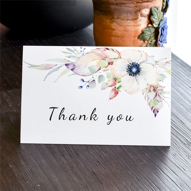 Feather Thank You Cards with Stickers Envelope Custom Invitations Note Card Blank Inside Greeting Cards Postcards Gift Cards