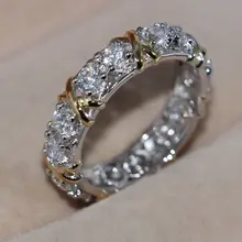 Dimension 5-11 Wholesale Jewellery Handmade 925 sterling Silver crammed white gold Overlay White Sapphire Gem Marriage ceremony Cross Ring reward