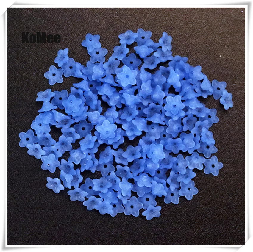 

Free Shipping 1000PCS Blue Lily Flower Frosted Acrylic Beads 10x4mm For Jewelry Making Wholesale