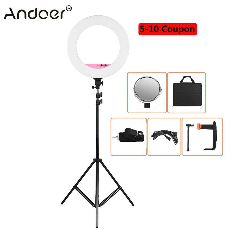 Andoer 3200 K 5800 двухцветный 18 дюймовый светодиодный комплект световых колец с 2m
