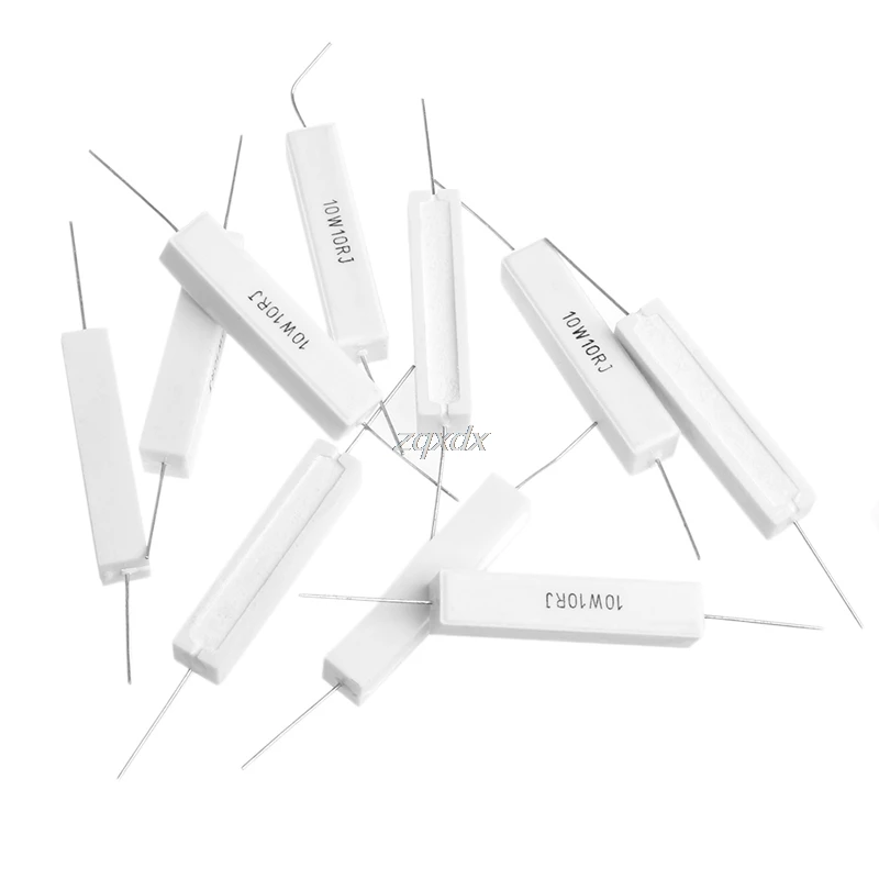 

10Pcs Ceramic Resistor Cement 10 W 10 Ohm 10R 5% White Through Hole Drop ship