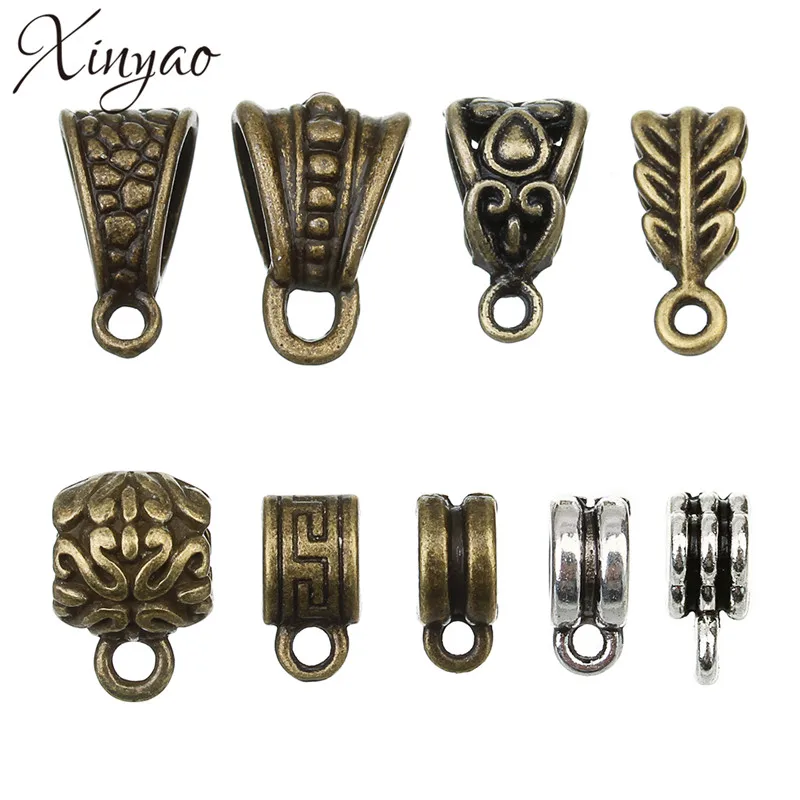 30pc/lot Antique Bronze/Silver Pendant Clasp Necklace Connector Bail