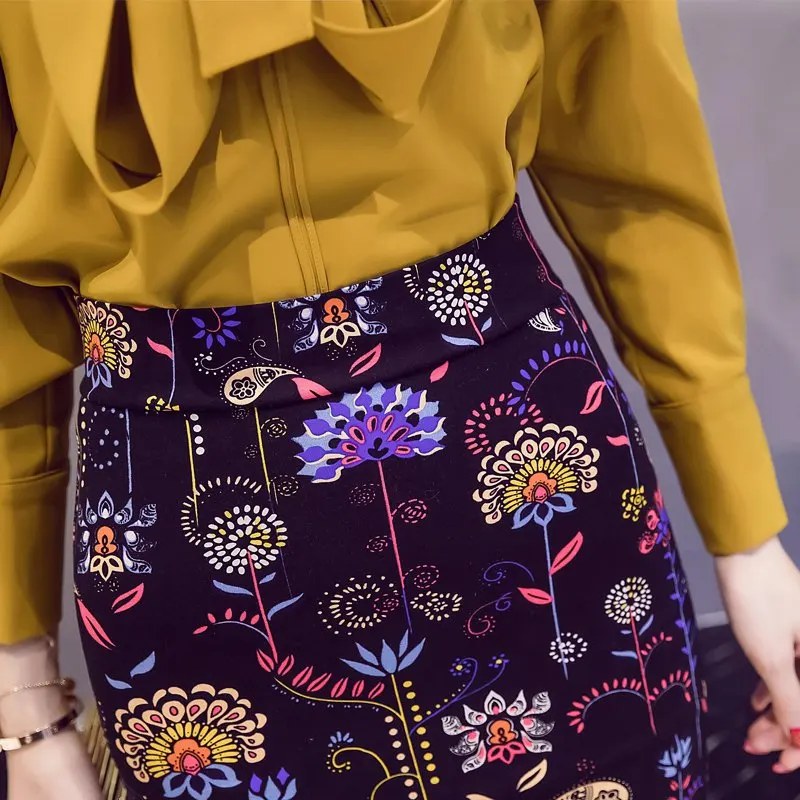 SEXMKL плюс Размеры короткие Мини-юбки женские Цветочный принт Bodycon высота талии юбка пикантные корейские женские уличная юбка-карандаш Jupe