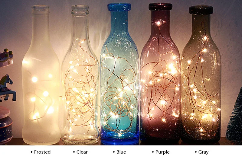Nordic Creative Wood Deer Lamp LED Strip Lights Handmade Blue Glass Bottle Night Lights Art Deco USB Lighting Chirstmas Birthday Gift (2)