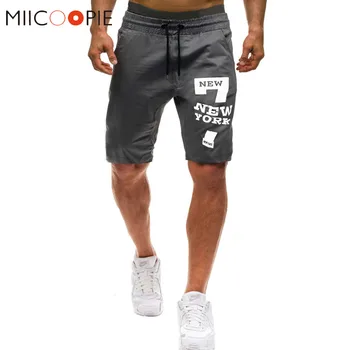

Summer Bermuda Shorts Men 2019 High Quality Casual New York Letter Printed Knee Length Workout Beach Short Homme Streetwear