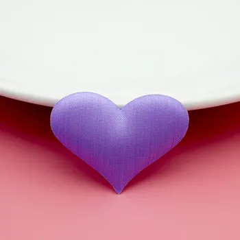 

200pcs 5cm Padded Fabric Heart Appliques- Lavender, Ivory, Red - 2 inch Fabric Petals Confetti for Wedding, Party Decoration