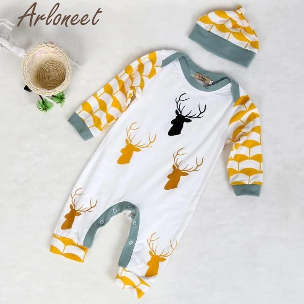 

ARLONEET Baby Girl Clothing Sets Newborn Baby Boy Girl Deer Romper Hat Outfits P30 Jan03